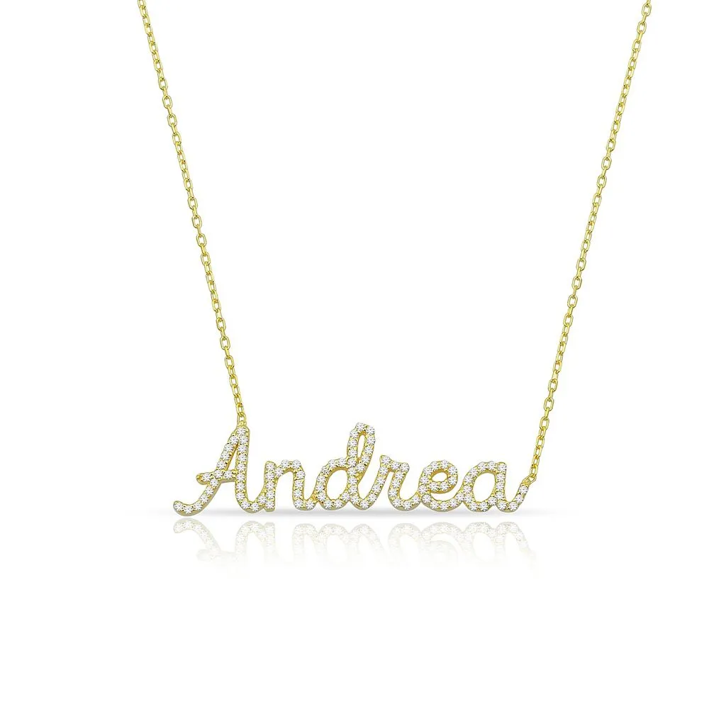 Pavé Script Name Necklace