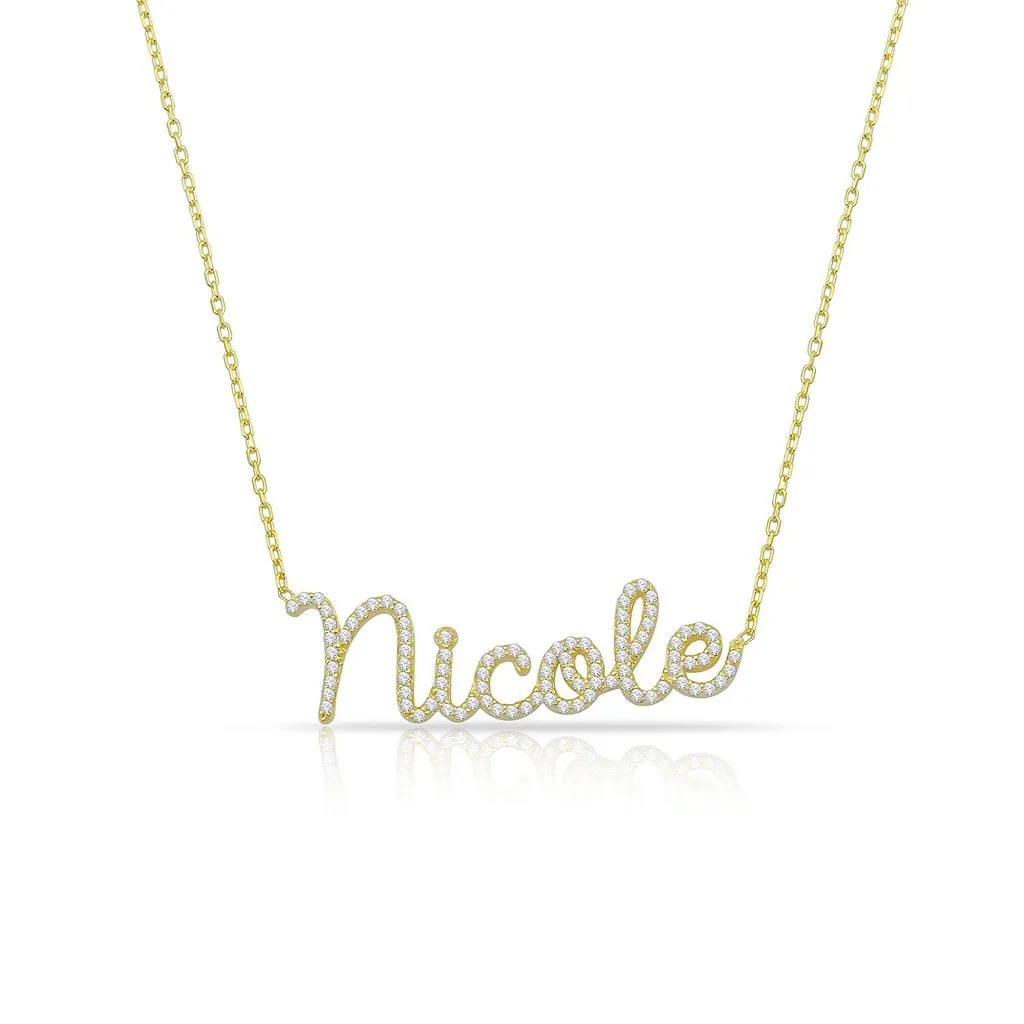 Pavé Script Name Necklace