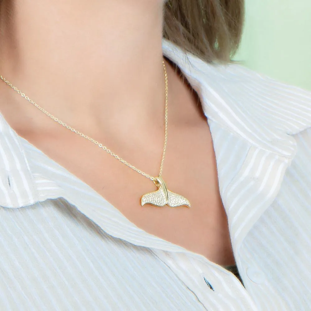 Pavé Whale Tail Pendant