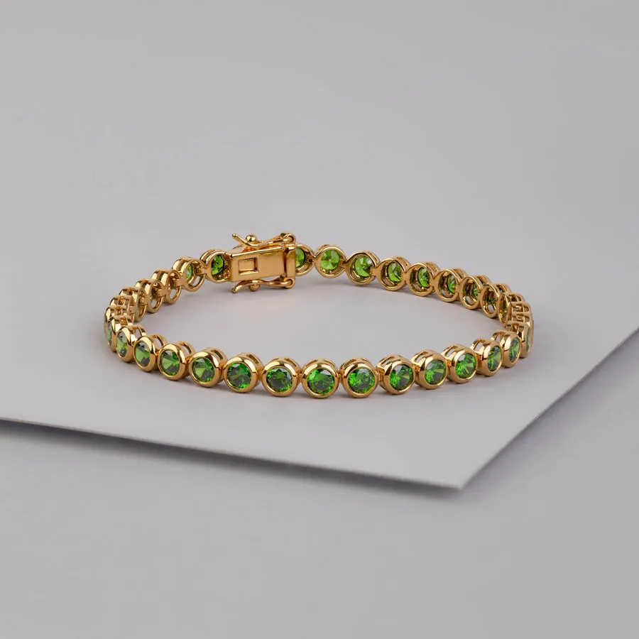 Pave 18K Gold Vermeil Emerald Tennis Bracelet