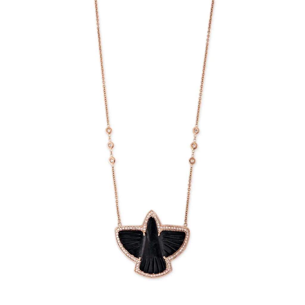 PAVE ONYX THUNDERBIRD 6 DIAMOND NECKLACE