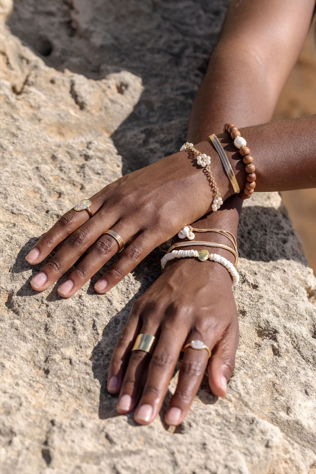 Pearl and Gold Daisy Chain Bracelet - Pua