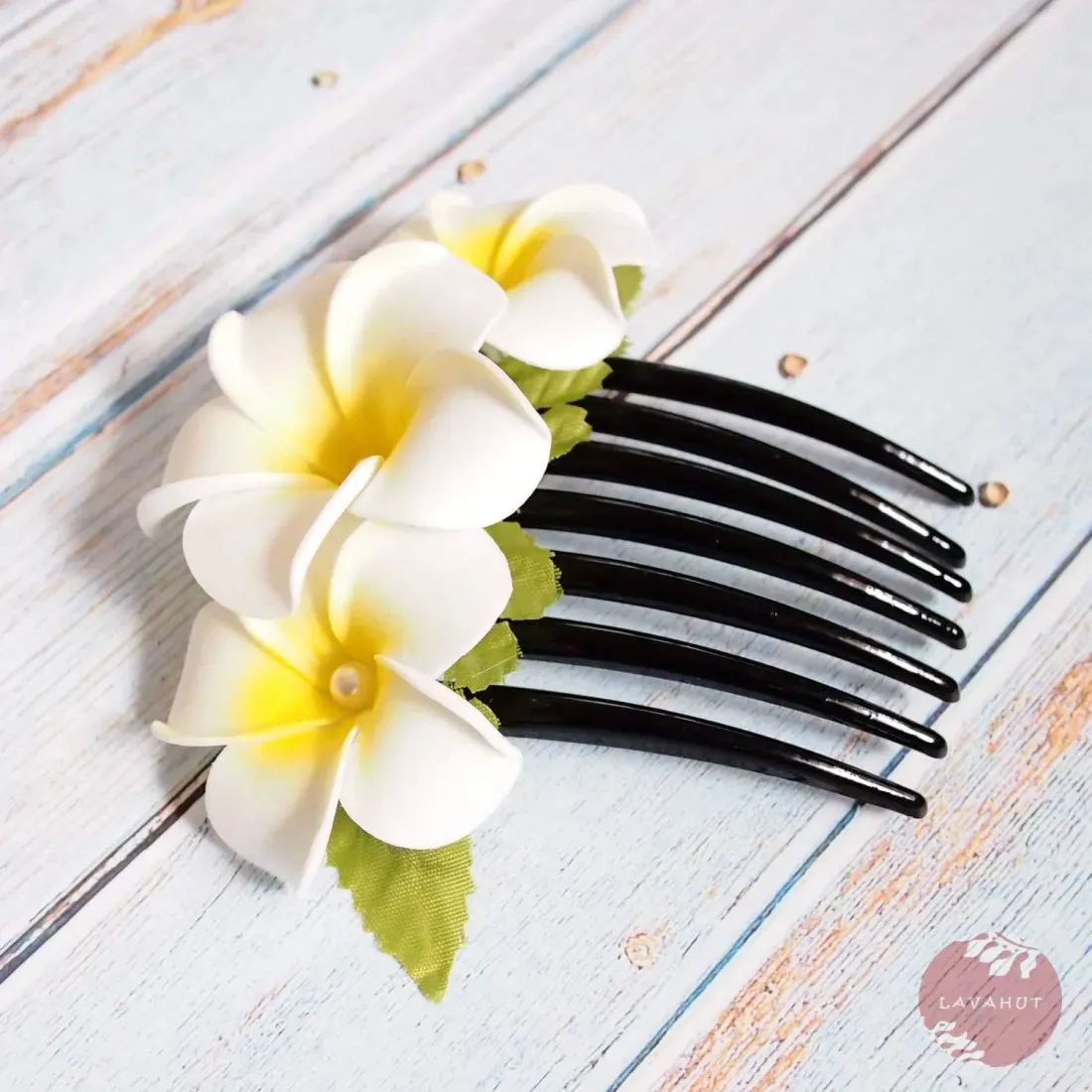 Pearls & Plumeria Hair Comb