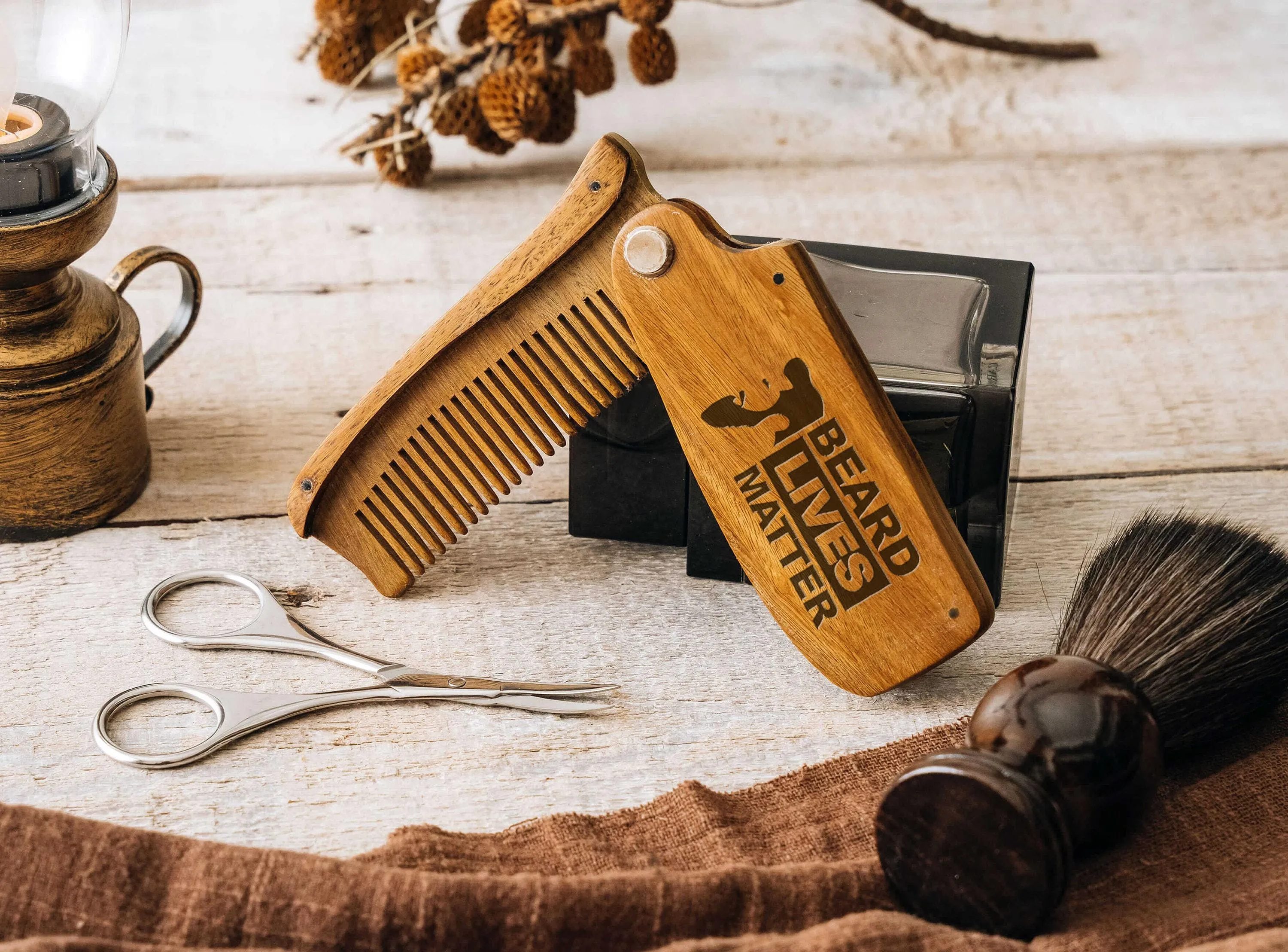 Personalized Gift for Him Wood Beard Comb | Groomsmen Gifts Custom Comb | Dad Christmas Birthday Unique Holiday Gift for Dad Husband