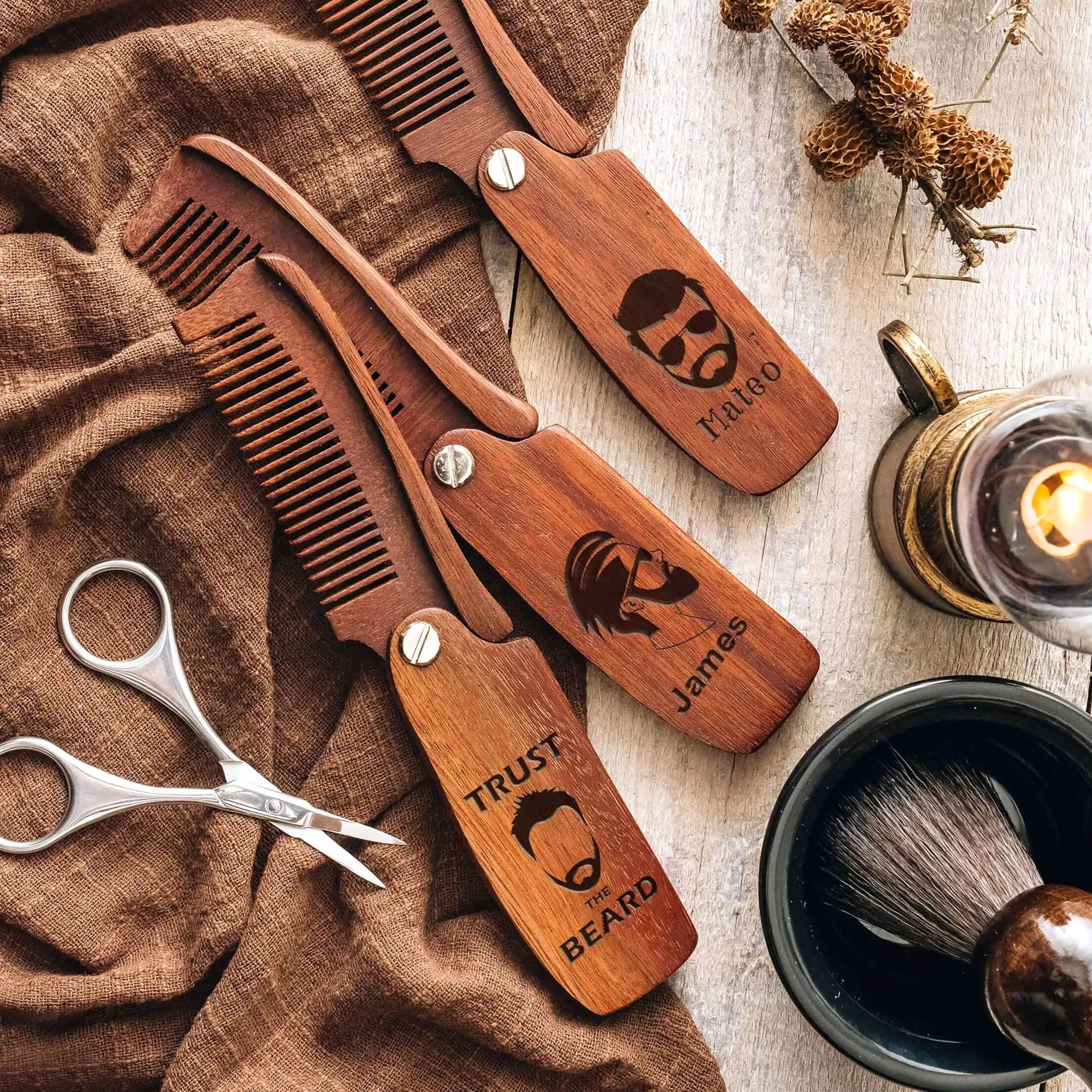 Personalized Gift for Him Wood Beard Comb | Groomsmen Gifts Custom Comb | Dad Christmas Birthday Unique Holiday Gift for Dad Husband