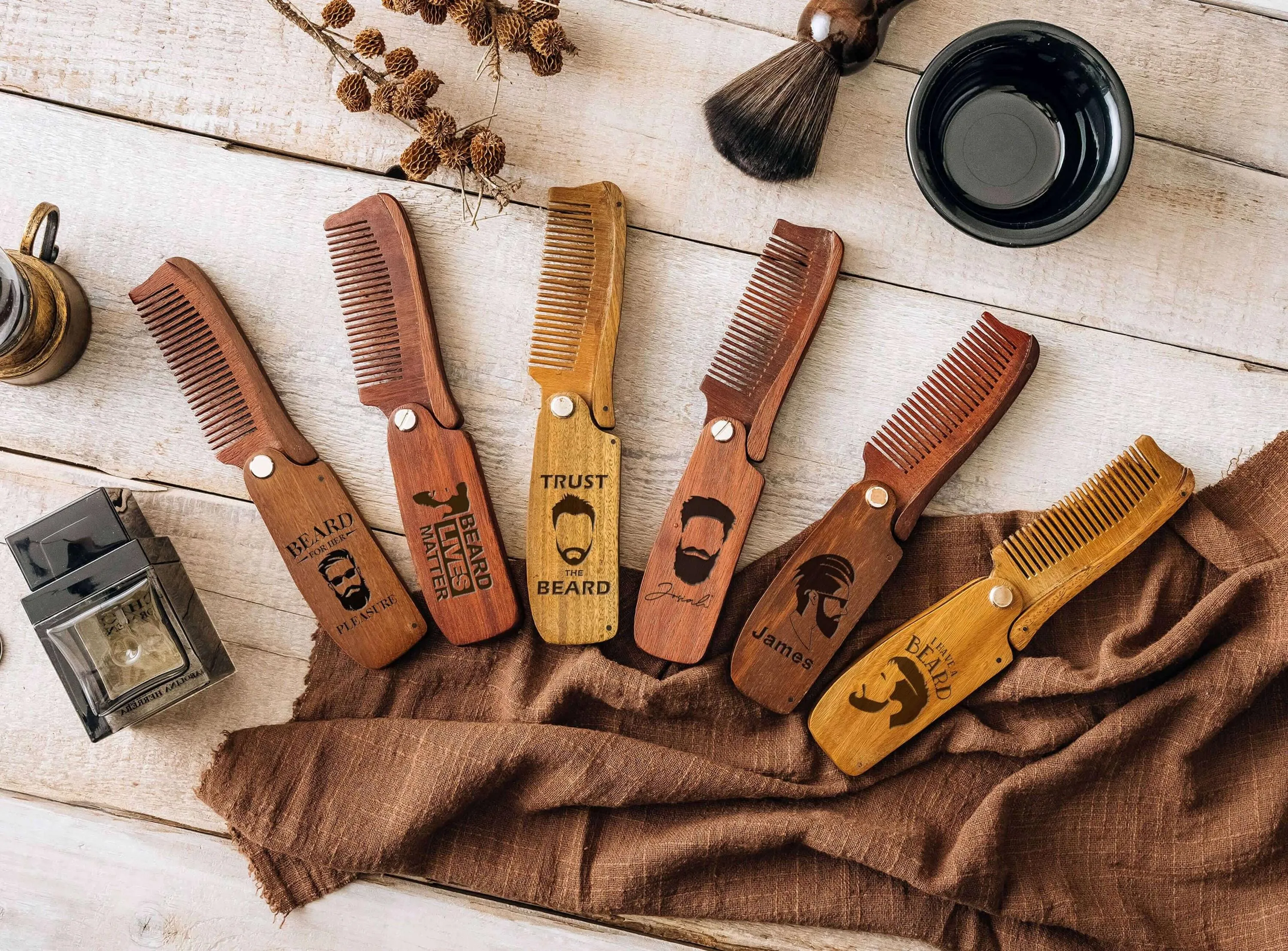 Personalized Gift for Him Wood Beard Comb | Groomsmen Gifts Custom Comb | Dad Christmas Birthday Unique Holiday Gift for Dad Husband