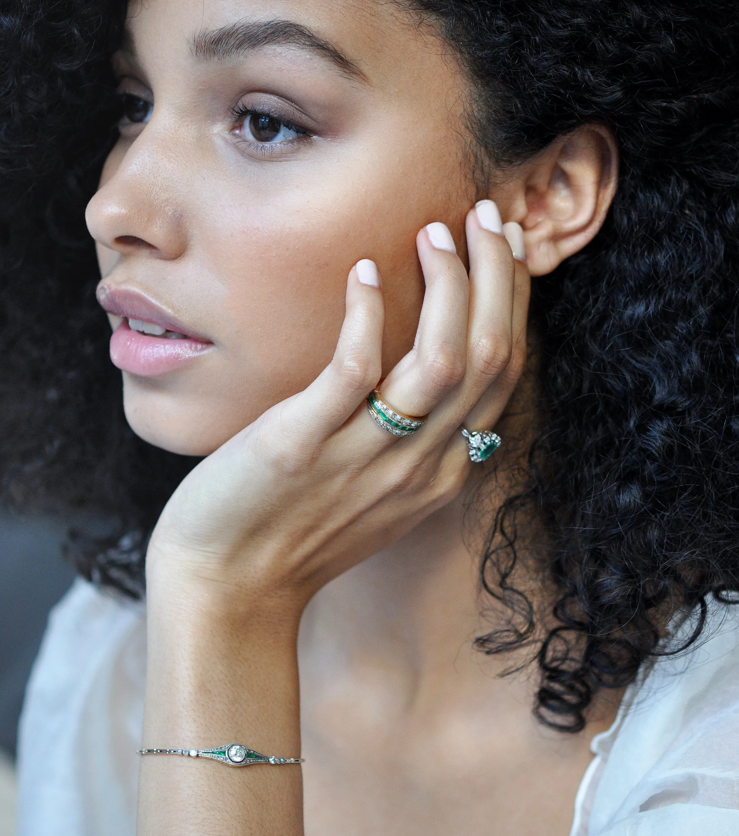 Petite Diamond and Emerald Bracelet