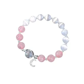 Pink Opal Bracelet with Sterling Silver Beads