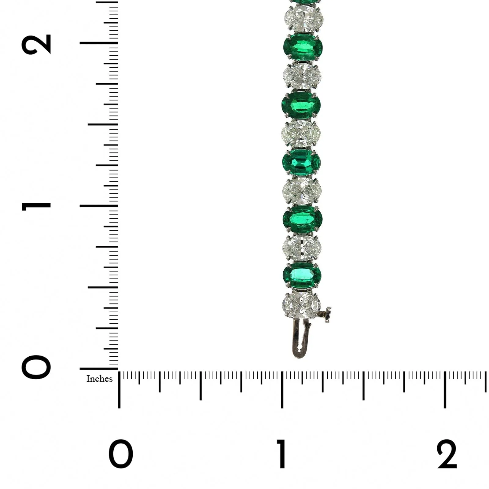 Platinum Oval Emerald and Diamond Bracelet