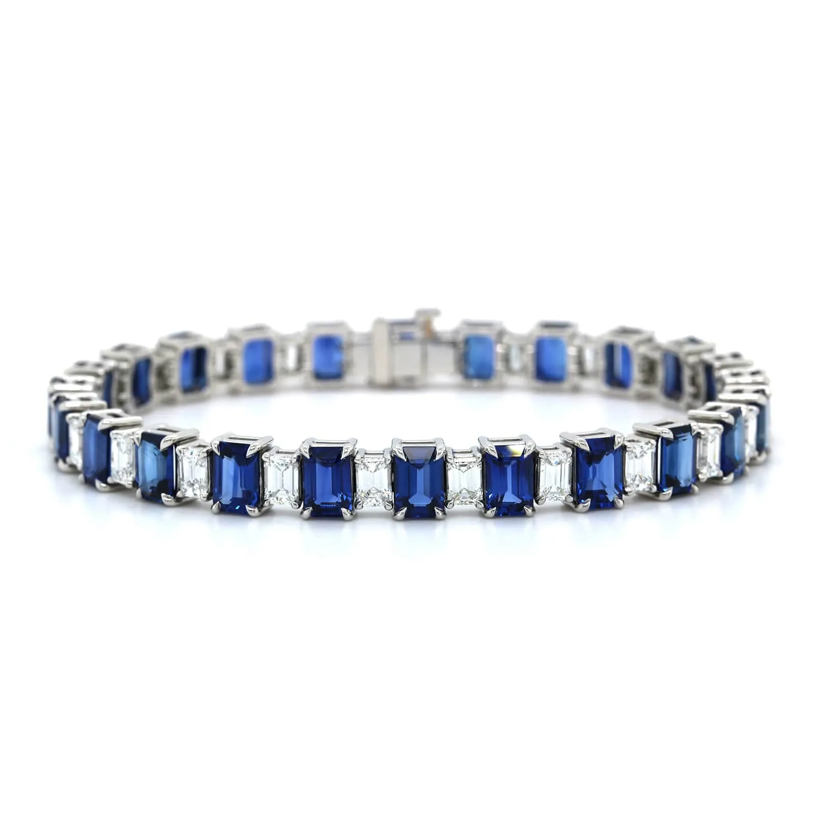 Platinum Sapphire & Diamond Stretch Bracelet