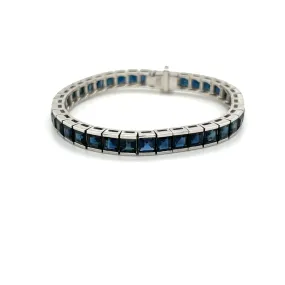 Platinum Tennis Bracelet with Blue Sapphires