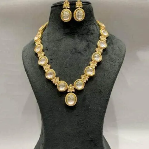 Polki Ad Flower Necklace And Earring Set