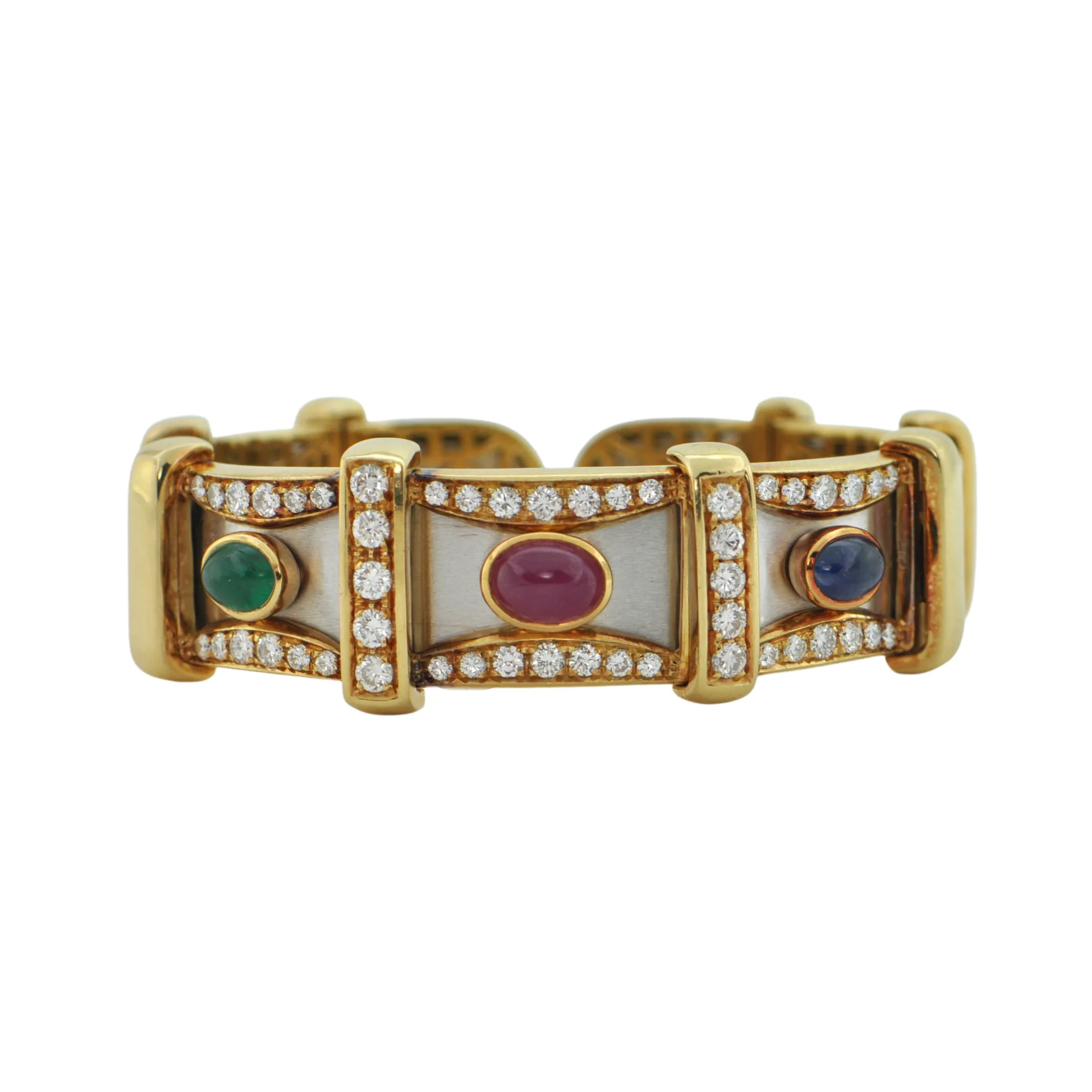 Precious Gem Cuff Bracelet 18k yellow & white gold - Fine Quality