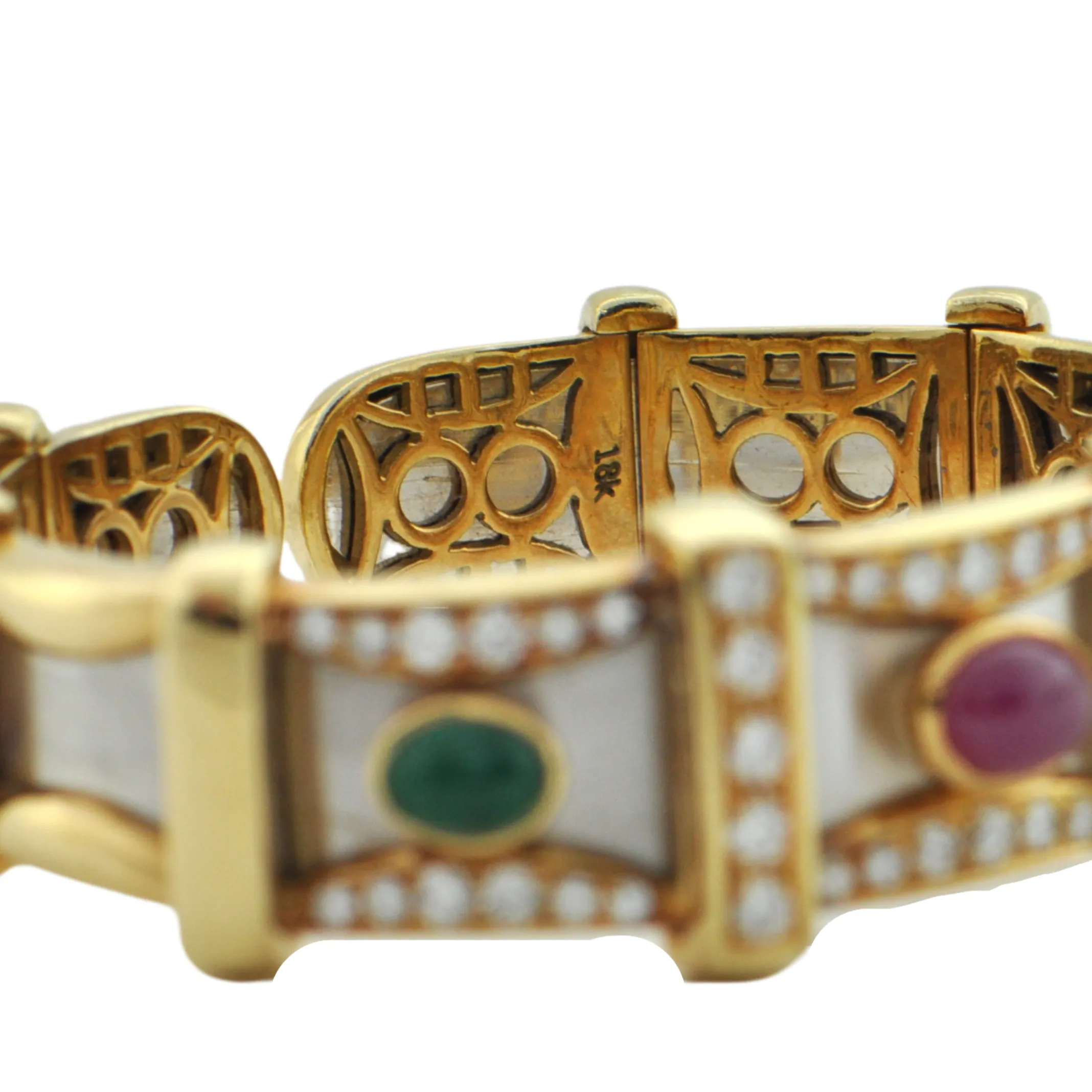 Precious Gem Cuff Bracelet 18k yellow & white gold - Fine Quality