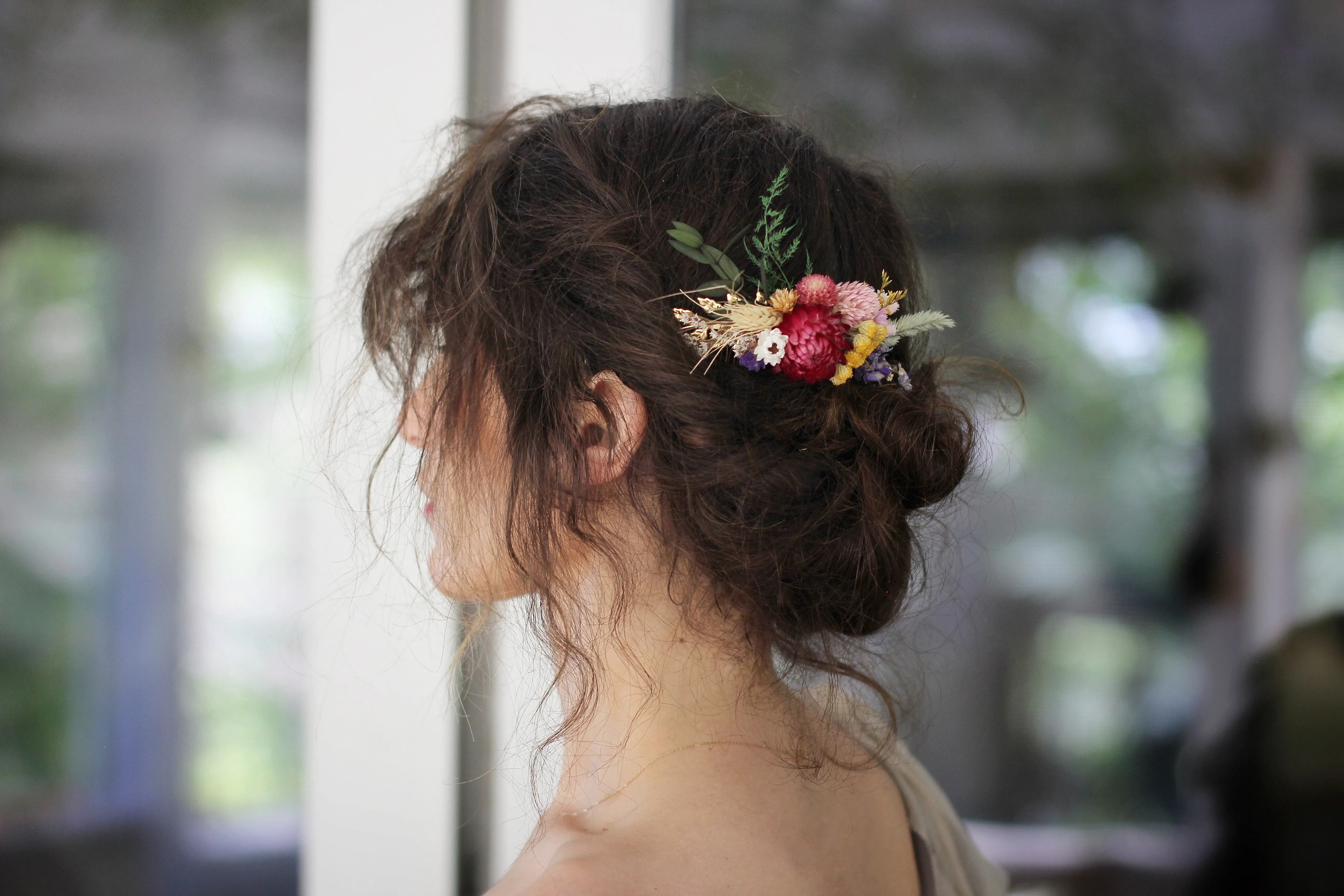 Preorder * Spring Blossom Dried Flowers Hair Comb