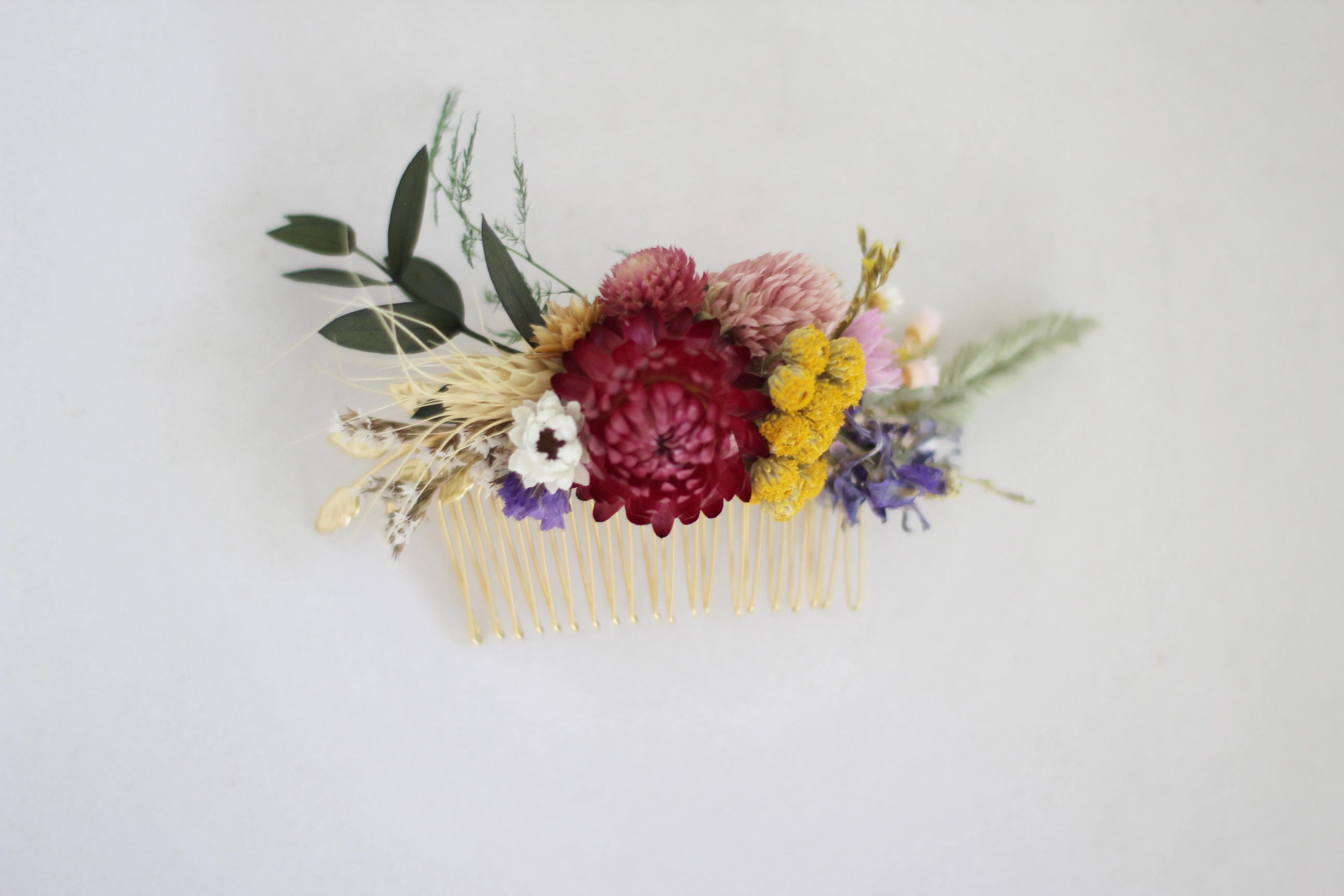 Preorder * Spring Blossom Dried Flowers Hair Comb