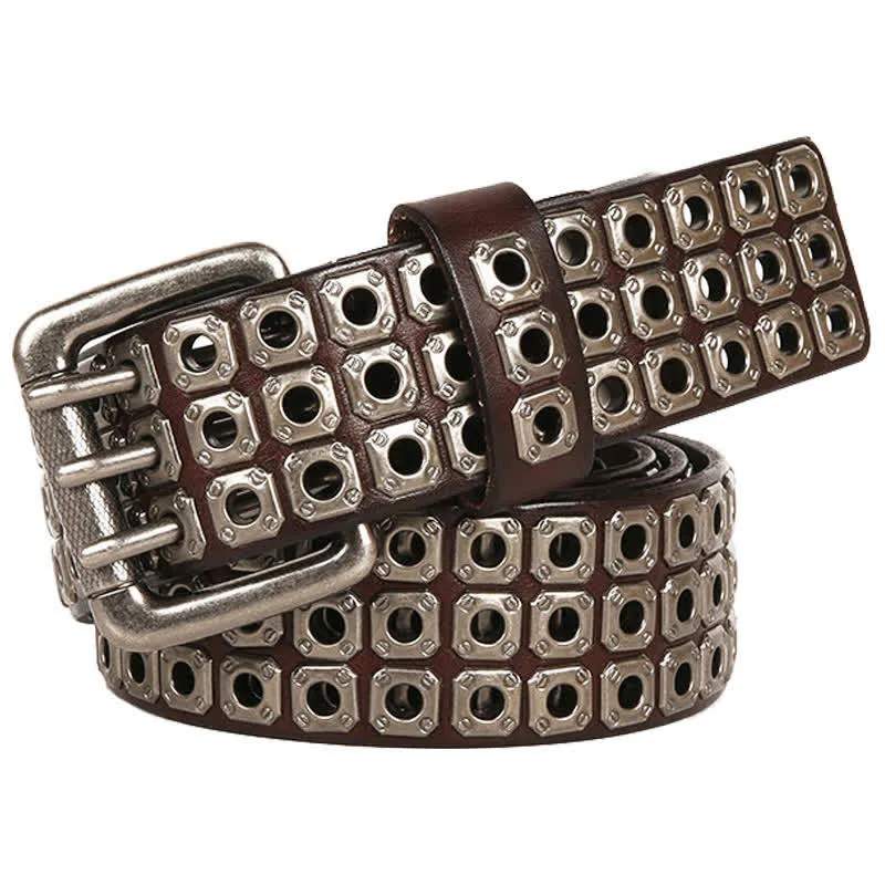 Punk Rock Heavy Metal Square Rivet Leather Belt