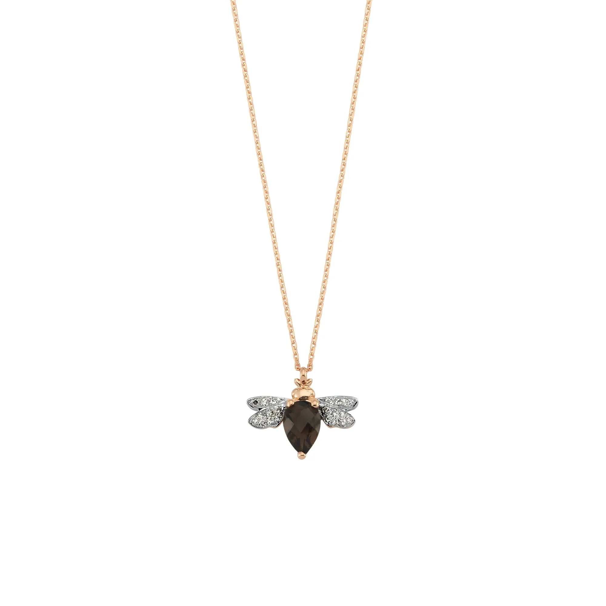 QUEEN BEE GOLD SMOKY TOPAZ DIAMOND NECKLACE