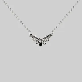 QUENTIN. Ornate Flourish Chevron Onyx Collar - Silver