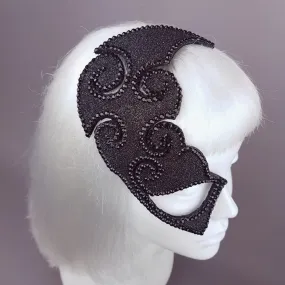 "Incognito" Small Glitter Black Half Mask