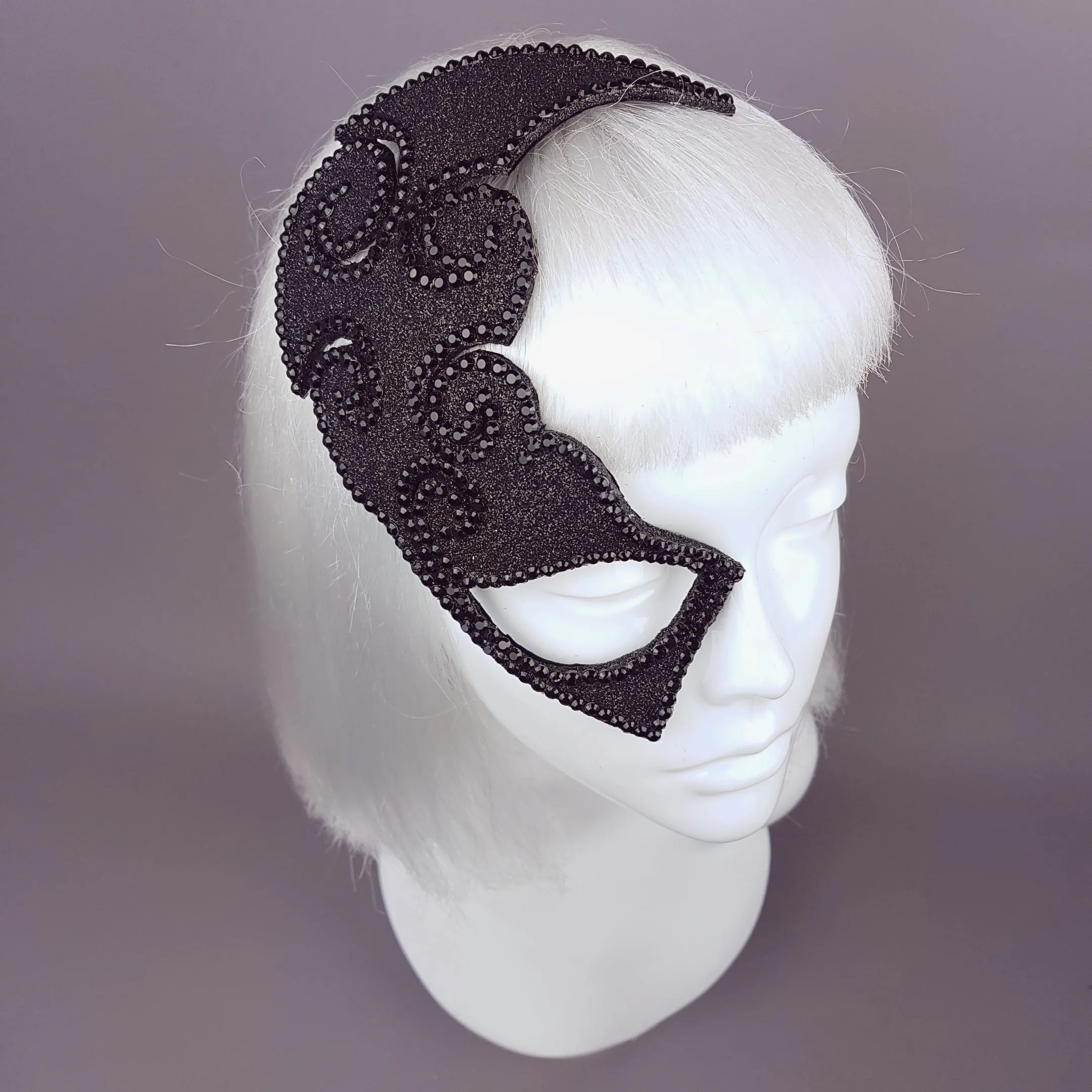 "Incognito" Small Glitter Black Half Mask