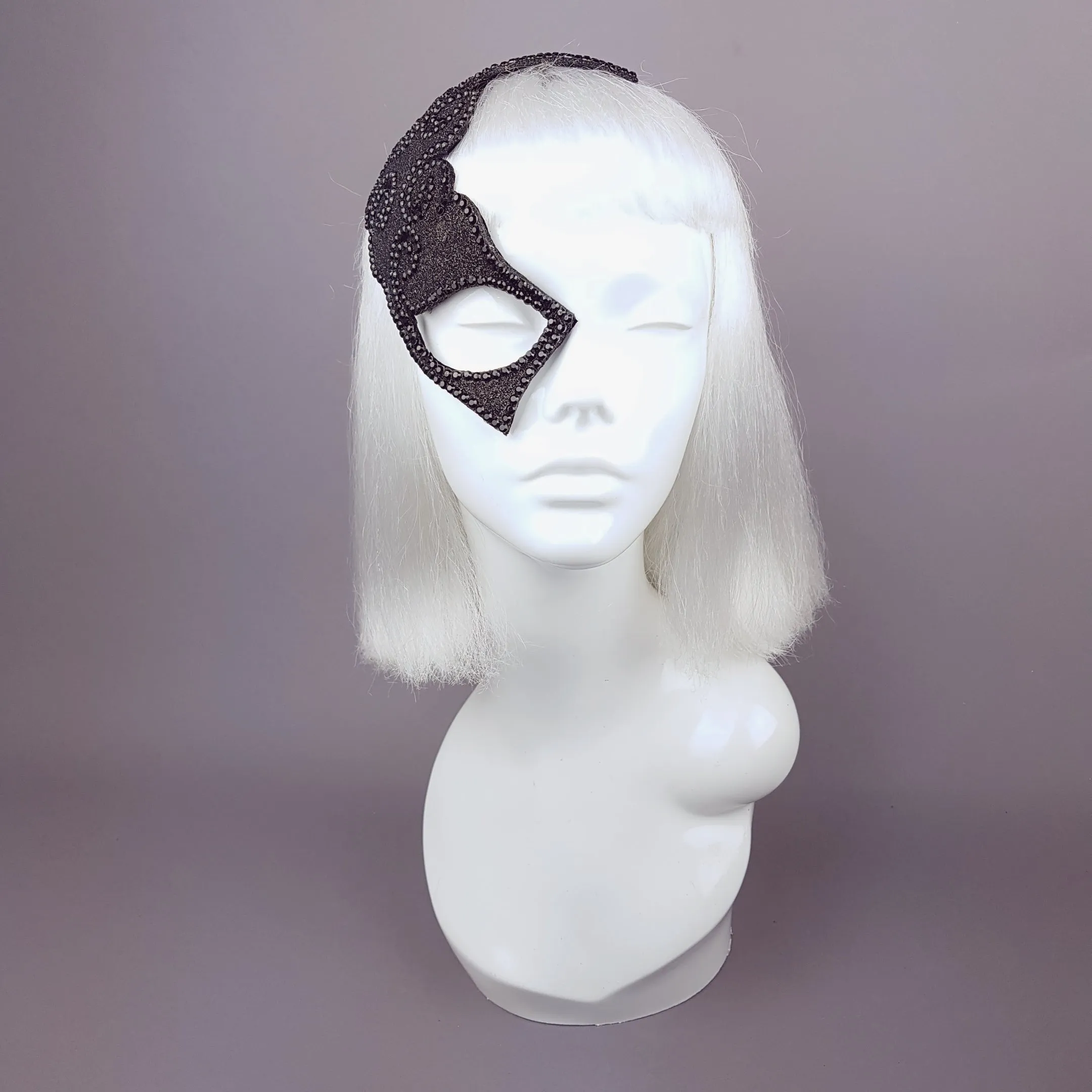 "Incognito" Small Glitter Black Half Mask