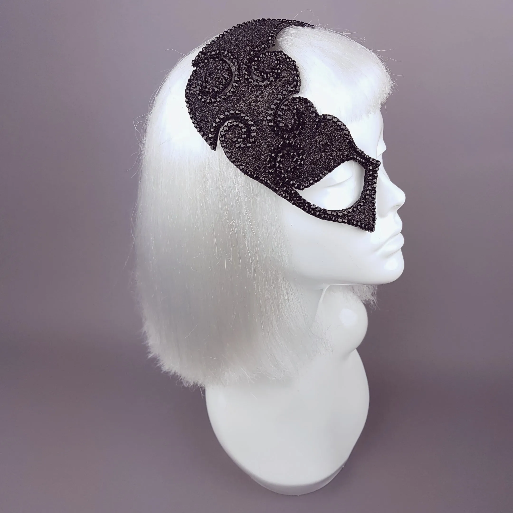 "Incognito" Small Glitter Black Half Mask