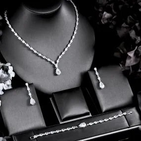 "Marion" - Silver Cubic Zirconia Bridal Three-Piece Jewelry Set