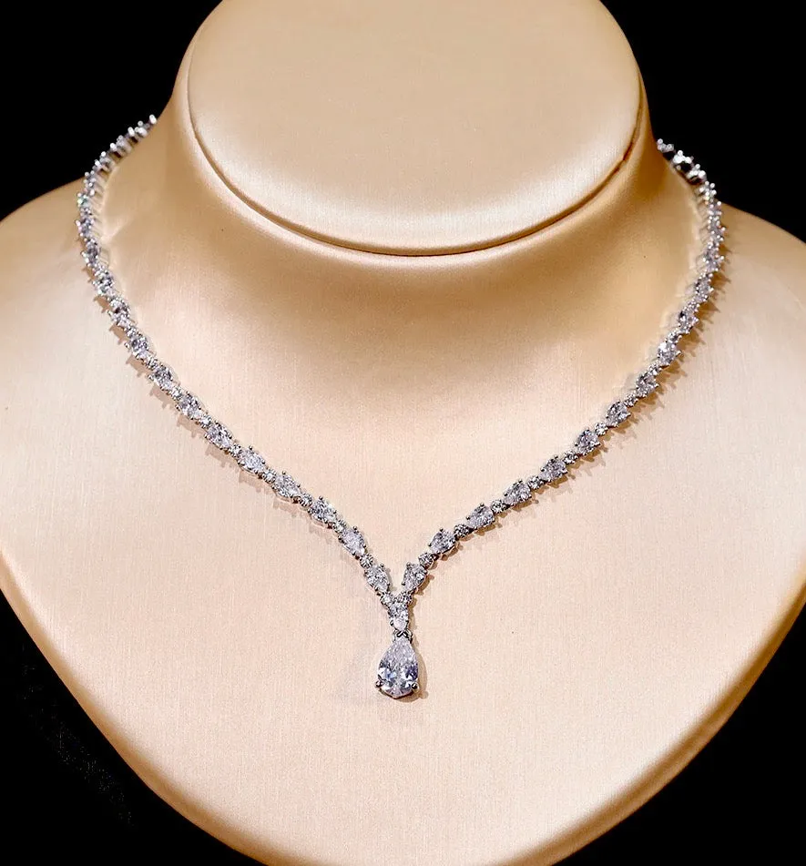 "Marion" - Silver Cubic Zirconia Bridal Three-Piece Jewelry Set