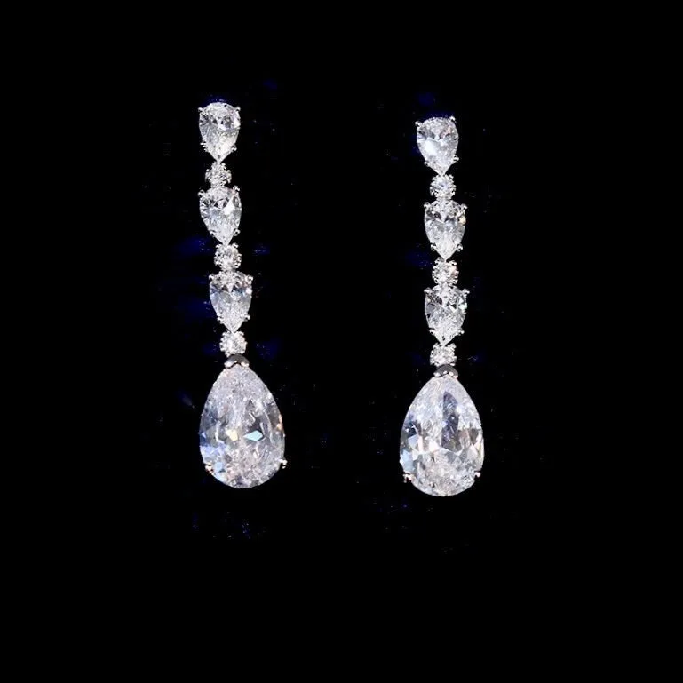 "Marion" - Silver Cubic Zirconia Bridal Three-Piece Jewelry Set