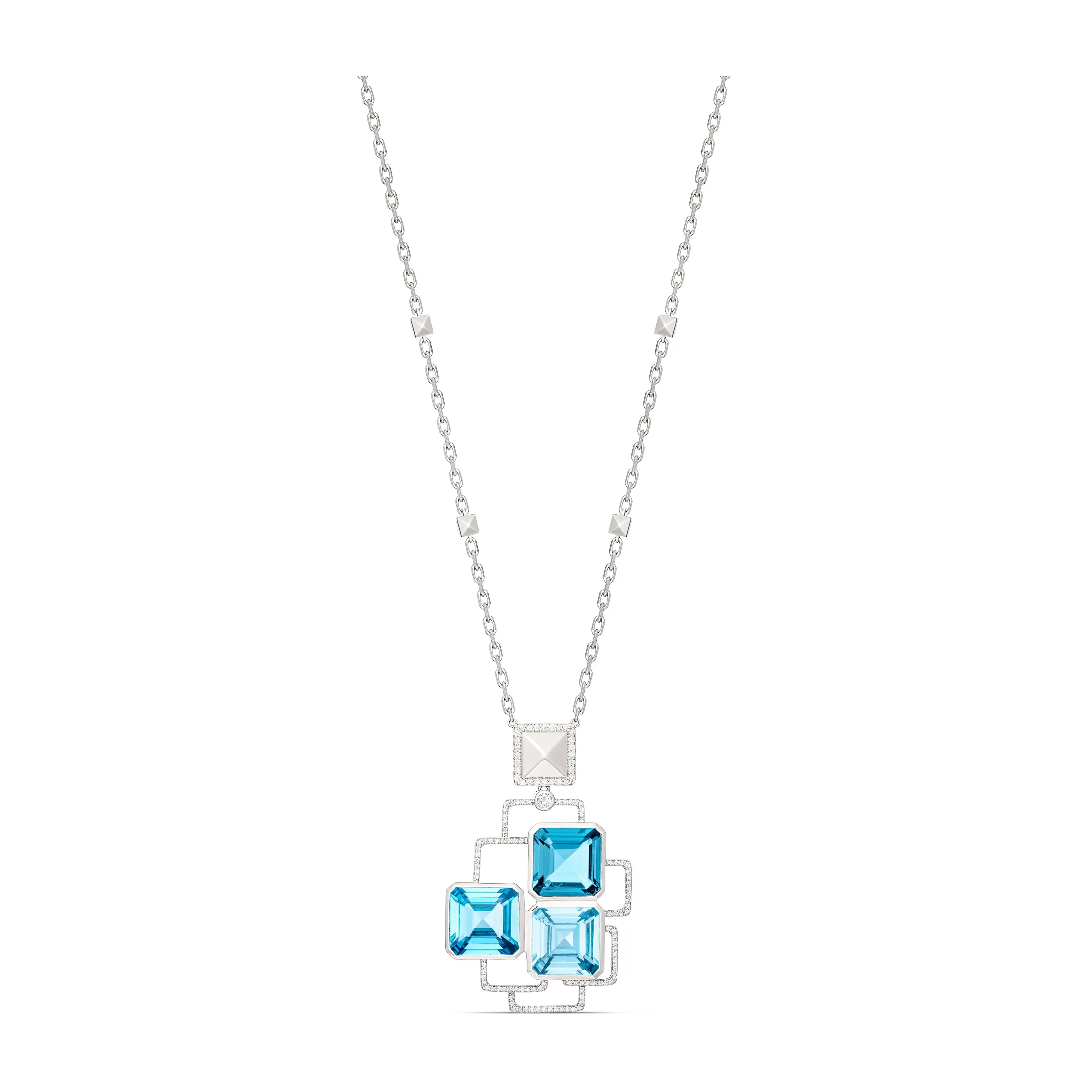 R.08® Geo Blue Topaz Gemstone Pendant | White Gold