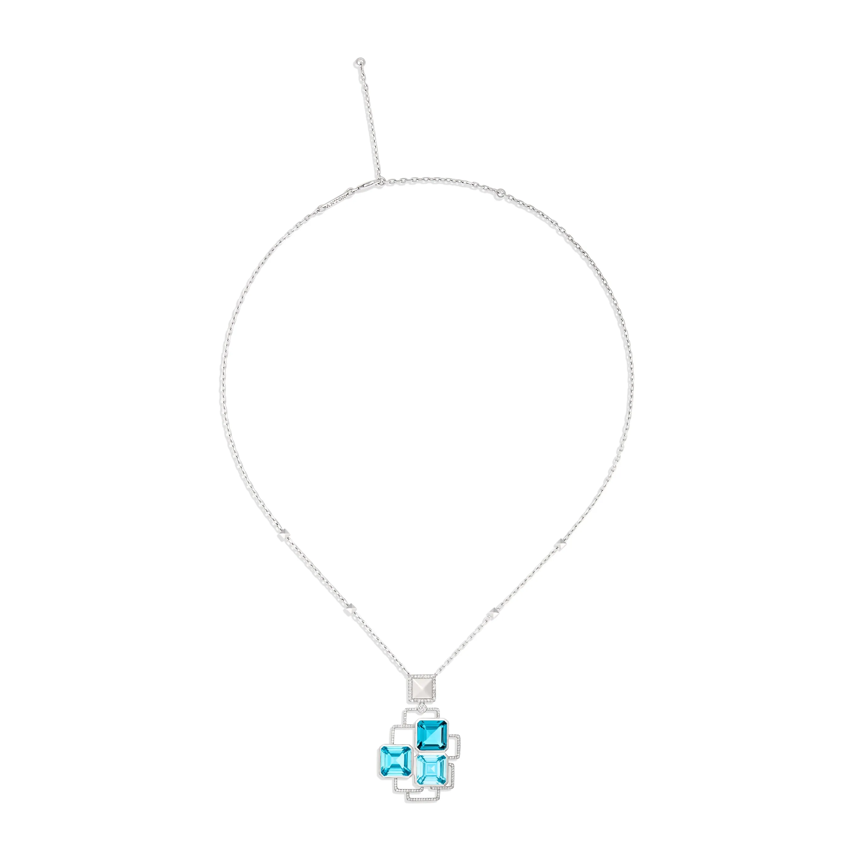 R.08® Geo Blue Topaz Gemstone Pendant | White Gold