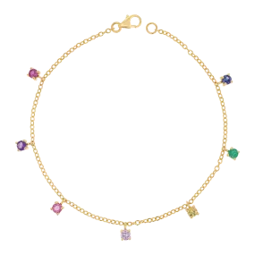 Rainbow Gemstone Drop Bracelet