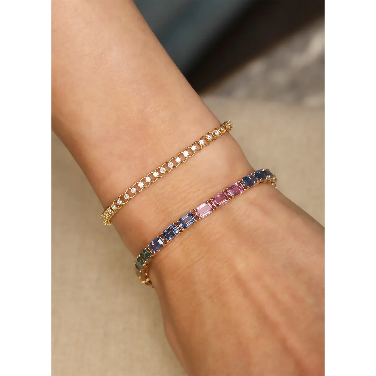 Rainbow Sapphire Tennis Bracelet