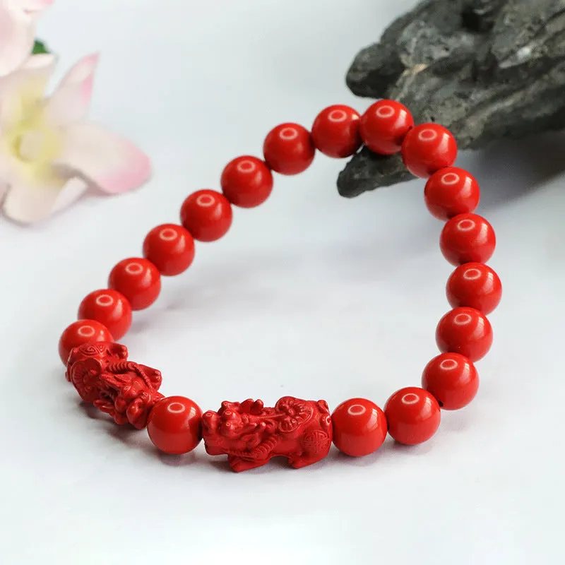 Red Sand Cinnabar Bracelet with Sterling Silver Needle