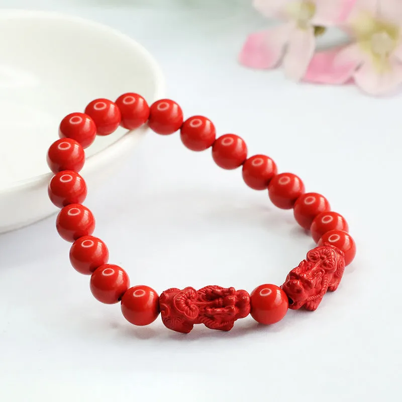 Red Sand Cinnabar Bracelet with Sterling Silver Needle