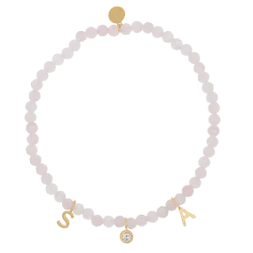 Rose Quartz & Custom Charm Bracelet