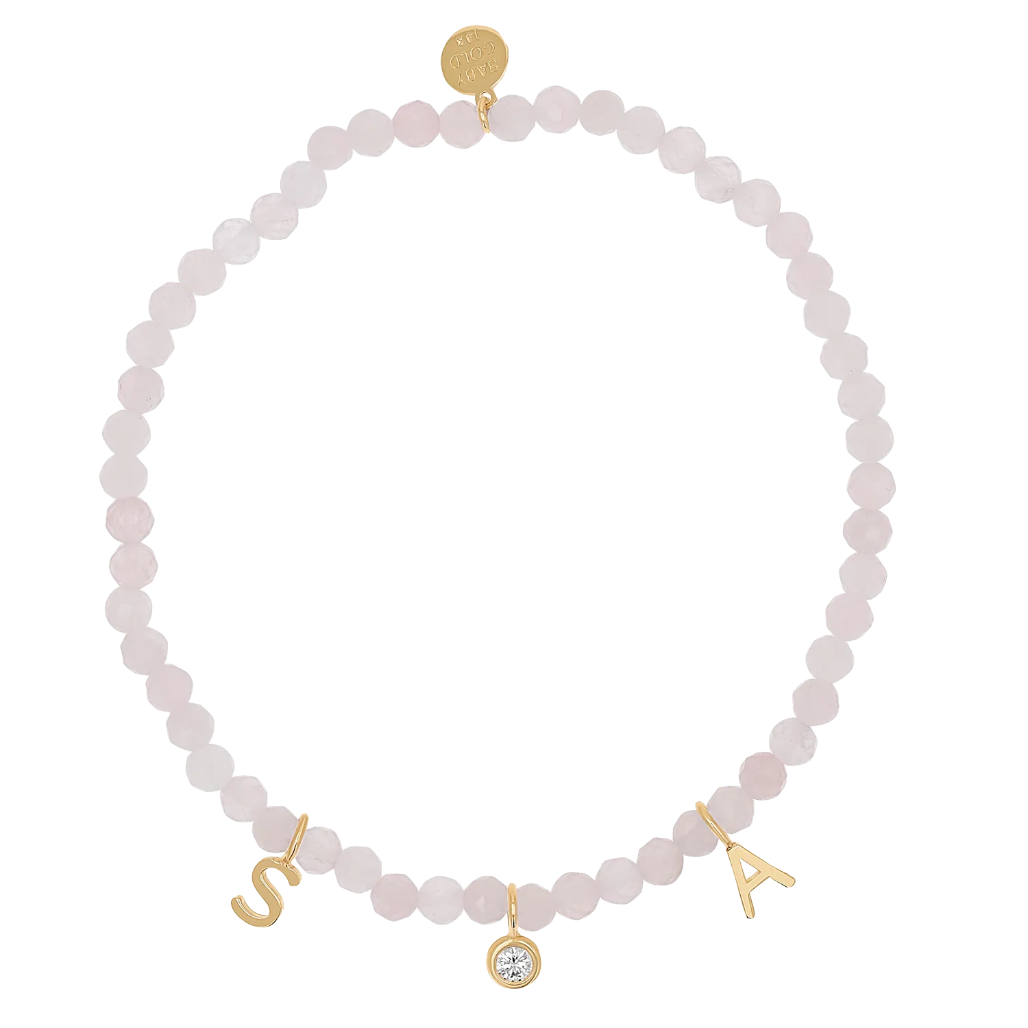 Rose Quartz & Custom Charm Bracelet