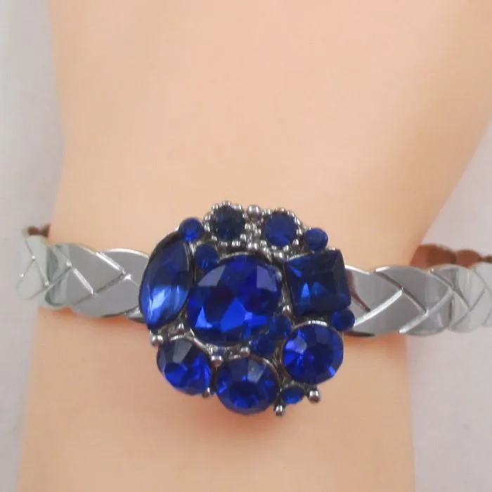 Royal Blue Crystal Bangle Bracelet