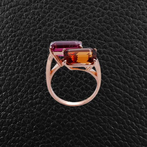 Rubellite, Citrine & Diamond Ring