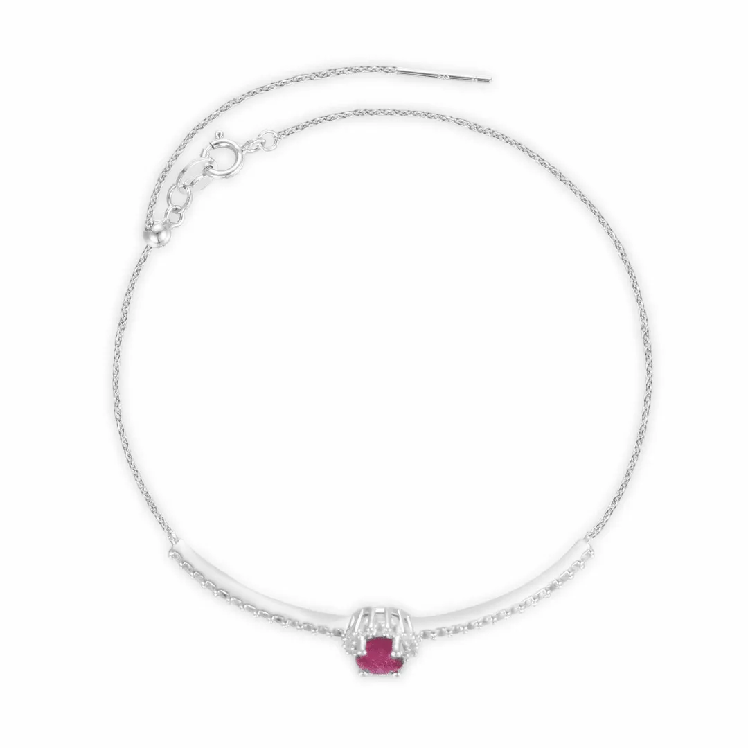 Ruby Solitaire Rhodium Plated Bracelet