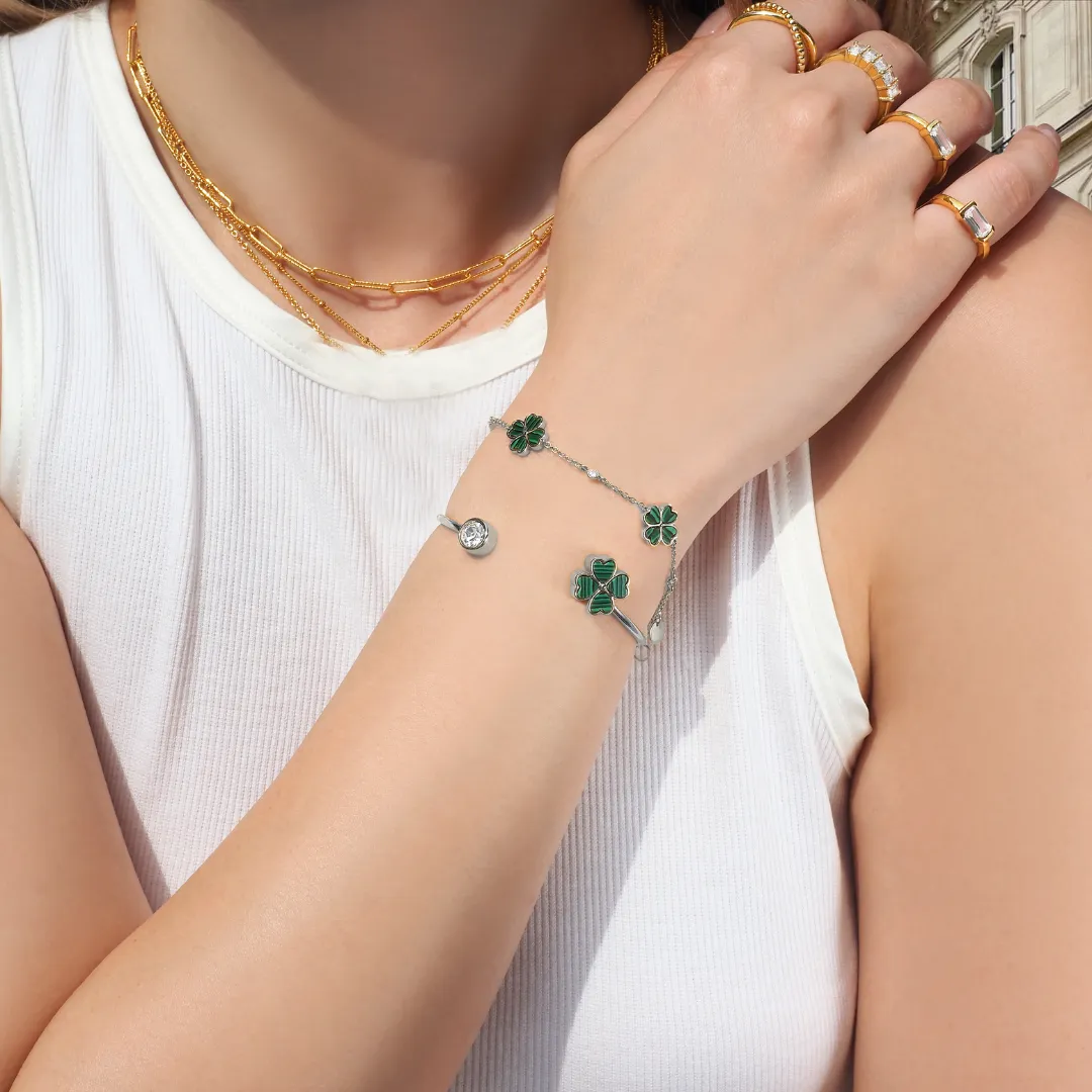 S925 Lucky Emerald Clover Bracelet