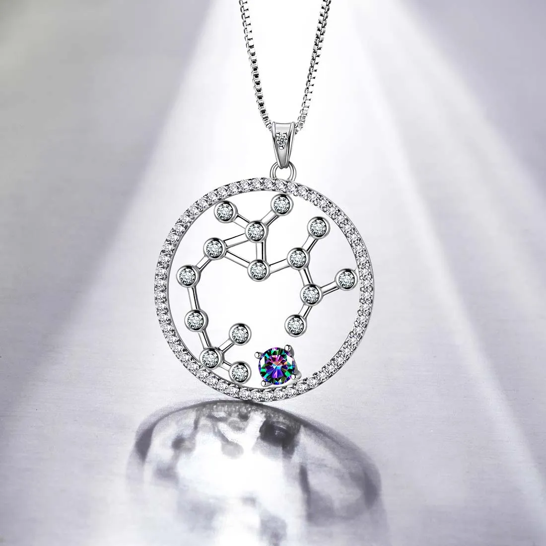 Sagittarius Zodiac Necklace Pendant Women Girls Jewelry Birthday Gift Mystic Topaz 925 Silver