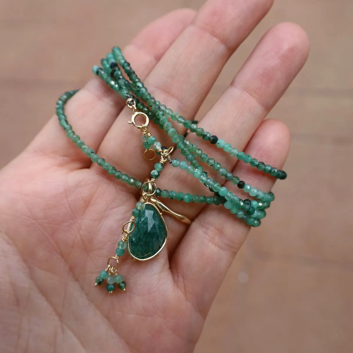 Sakoda Emerald Wrap Bracelet & Necklace