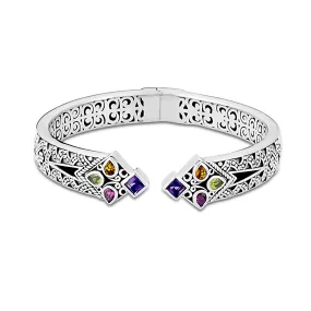 Samuel B. Sterling Silver Hinged Bracelet with Multiple Gemstones (97747)