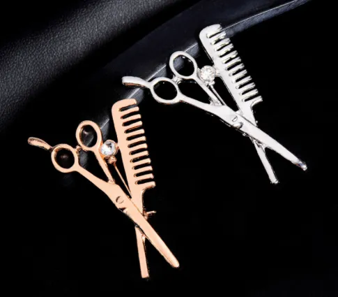 Scissor and Comb Lapel Pin