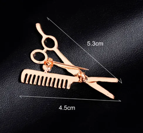 Scissor and Comb Lapel Pin