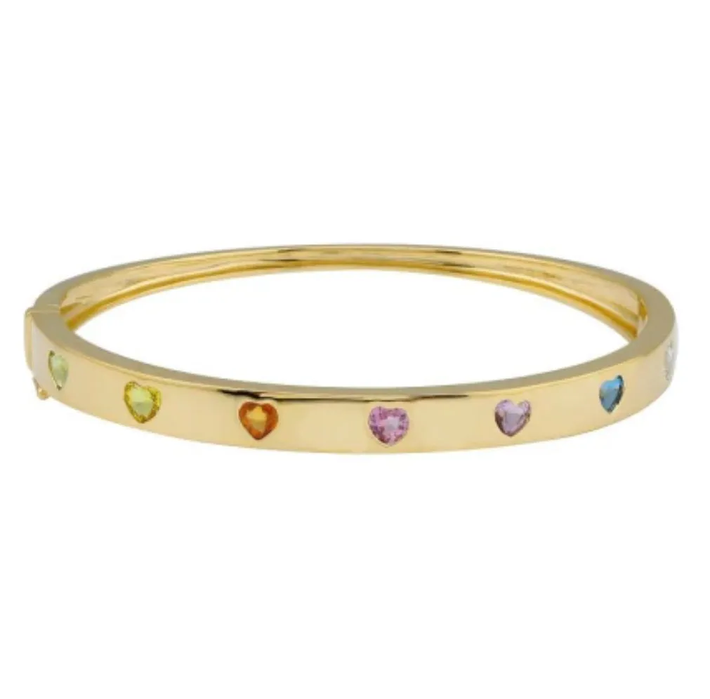 Segment Gemstone Hearts Rainbow Bangle