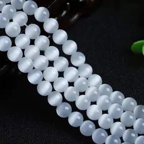 Selenite Stone Beads White Opal Moonstone for DIY Jewelry