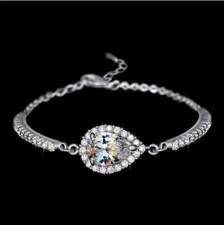 Serena 2ct Austrian Crystal Pear Halo Bracelet